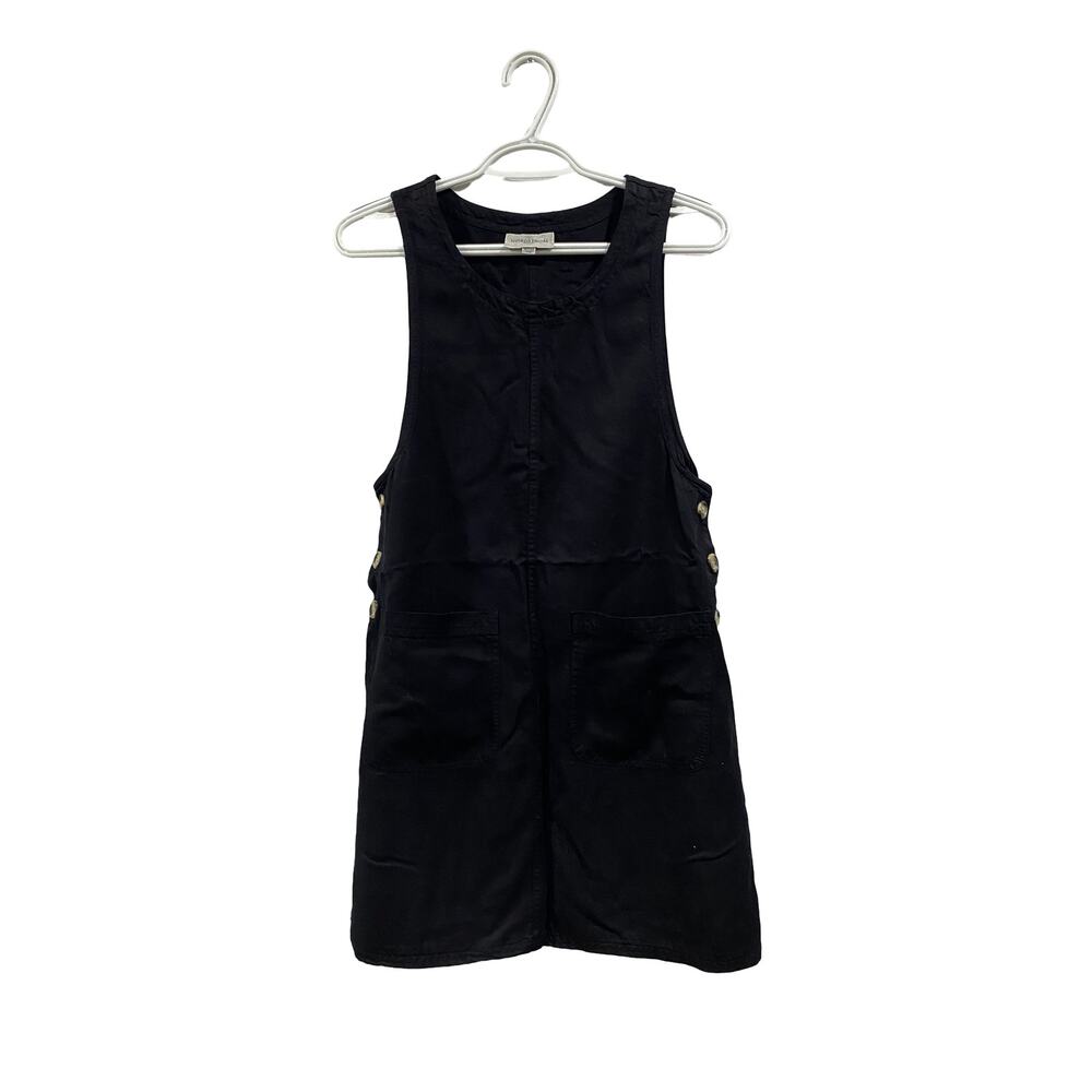 Nordstrom Petite Black Tencel Side Button Pinafore Overall Dress Size XS Petites